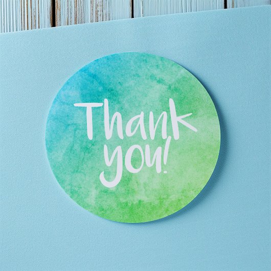 Merci autocollant vert brillant aquarelle