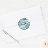 Merci autocollants couleur eau bleue (Enveloppe)