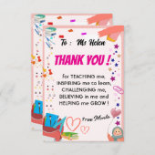 Merci aux cartes des enfants aux enseignants (Devant / Derrière)