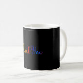 Merci avec Arc-en-ciel Couleurs café Mug (Devant droit)
