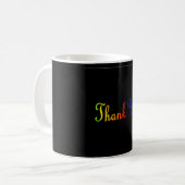 Merci avec Arc-en-ciel Couleurs café Mug (Devant gauche)