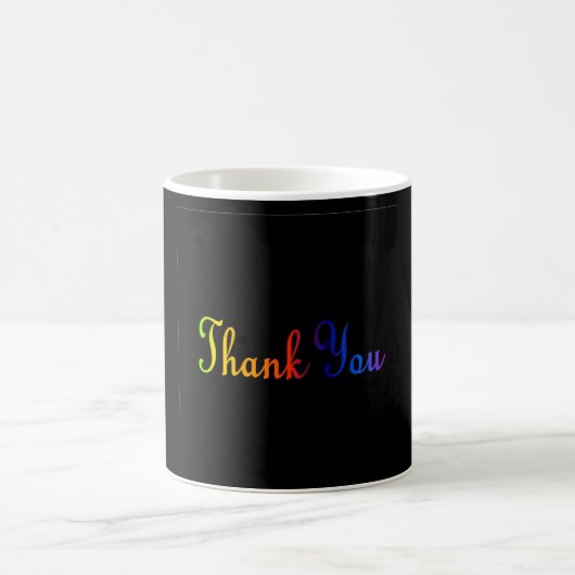 Merci avec Arc-en-ciel Couleurs café Mug (Centre)