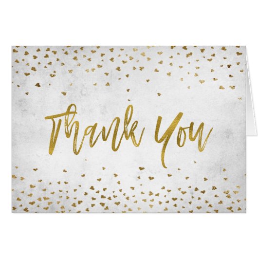 Merci avec Gold Foil Coeurs Confetti (Devant Horizontal)