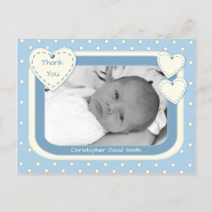 Merci Baby Boy Photo Carte postale Pois bleus