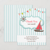 Merci Baby shower à voile Carte plate (Devant / Derrière)