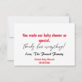 Merci. Baby shower dank u kaarten (Achterkant)