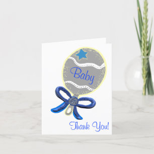Merci Baby shower élégant Bleu Rattle