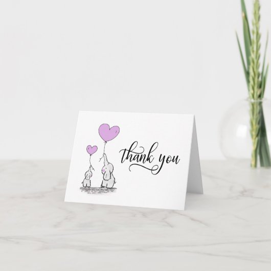 MERCI Baby shower Elephant LAVENDER | BLANC (Devant)
