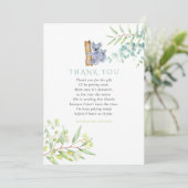 Merci Baby shower Feuille de Koala Bear (Debout devant)