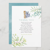 Merci Baby shower Feuille de Koala Bear (Devant / Derrière)