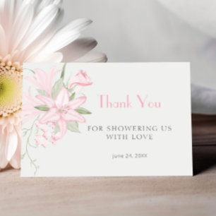 Merci Baby shower Feuille rose Lily vert