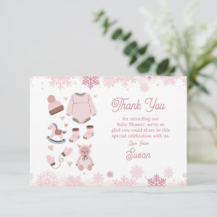 Merci Baby shower froid dehors neige rose fille