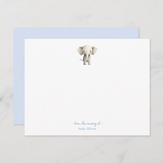 Merci Baby shower petit éléphant (Devant / Derrière)