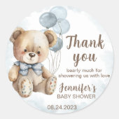 Merci ballon baby shower rond autocollants (Devant)