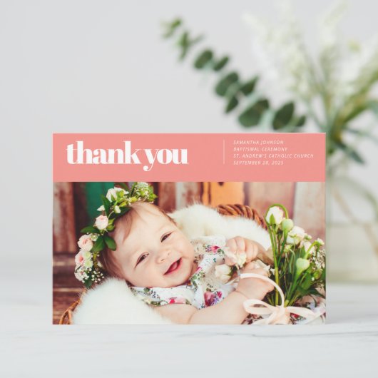 Merci Baptême photo moderne et simple (Debout devant)