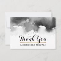 MERCI BAR MITZVAH moderne étoile gris aquarelle