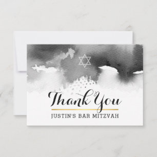 MERCI BAR MITZVAH moderne étoile gris aquarelle