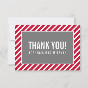MERCI BAR MITZVAH moderne garçon simple rouge gris