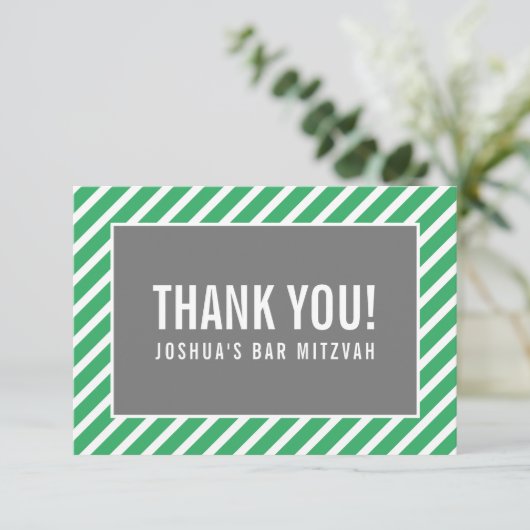 MERCI BAR MITZVAH moderne garçon simple vert gris (Debout devant)