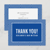 MERCI BAR MITZVAH moderne géométrique bleu royal m (Devant / Derrière)