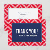 MERCI BAR MITZVAH moderne géométrique marine rouge (Devant / Derrière)