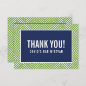 MERCI BAR MITZVAH moderne géométrique marine vert (Devant / Derrière)