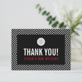 MERCI BAR MITZVAH moderne géométrique noir rouge (Debout devant)