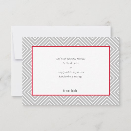 MERCI BAR MITZVAH moderne simple rouge gris (Dos)