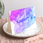 Merci Bat Bar Mitzvah Aquarelle Bleu pourpre<br><div class="desc">Dites merci à vos invités avec ces belles cartes d'aquarelle Bat ou Bar Mitzvah. Lettres blanches avec étoile de David au milieu. Cartes noires,  espace pour écrire un message personnel. Obtenez la collection correspondante !</div>