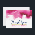 MERCI BAT MITZVAH élégant étoile rose aquarelle<br><div class="desc">par kat massard >>> kat@simplysweetPAPERIE.com <<< Une façon simple et élégante de remercier vos invités d'avoir assisté à l'installation BAT MITZVAH de votre enfant en tant que modèle, il est simple pour vous d'ajouter vos propres détails, ou d'appuyer sur le bouton personnaliser et vous pouvez ajouter ou modifier du texte,...</div>