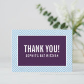 MERCI BAT MITZVAH moderne bord bleu aubergine (Debout devant)