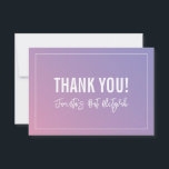 MERCI BAT MITZVAH moderne dégradé rose violet<br><div class="desc">par kat massard >>> https://linktr.ee/simplysweetpaperie <<< Une façon simple et élégante de remercier vos invités pour leur participation à votre événement. Configuration en tant que modèle il est simple pour vous d'ajouter vos propres détails, ou appuyez sur le bouton personnaliser et vous pouvez ajouter ou modifier du texte, des polices,...</div>