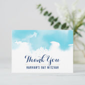 MERCI BAT MITZVAH moderne mignon aqua aquarelle (Debout devant)