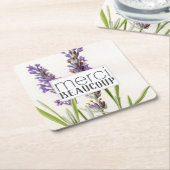 Merci Beaucoup Bedankt Lavendel Papier Onderzetter (Schuin)