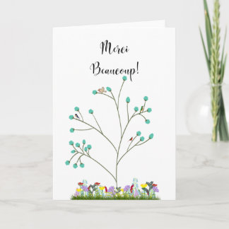 Merci Beaucoup Blossom Tree & Flowers Card Bedankkaart