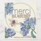 Merci Beaucoup Blue Flower Bee-dank Wijn Etiket (Enkel label)