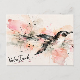 Merci beaucoup carte postale – Pingouin Aquarelle
