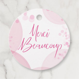 Merci Beaucoup Roze en Witte Bokeh Dank U Bedankjes Labels