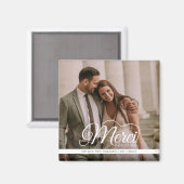 Merci Beaucoup Wedding Photo Favor Magneet (Voorkant / Achterkant)