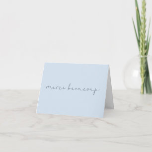 Merci Beaucoup Zachte Blauwe Minimalistische Handl Bedankkaart