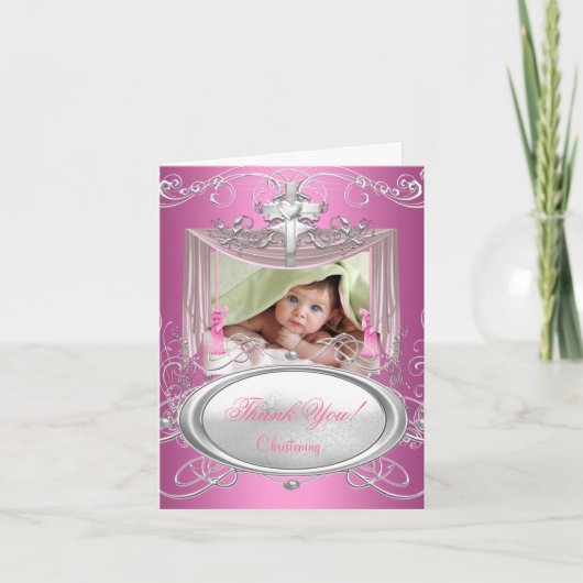 Merci Bébé Baptême Fille Rose (Devant)