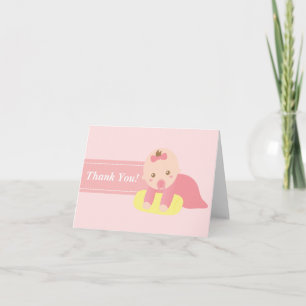 Merci - Bébé Fille Mignonne avec Ruban Rose