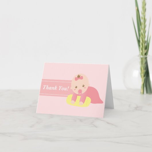 Merci - Bébé Fille Mignonne avec Ruban Rose (Devant)