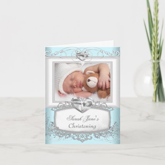 Merci Bébé Garçon Fille Bleu Baptême Baptême (Devant)