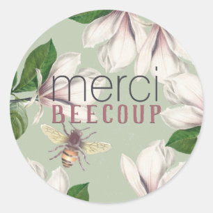Merci Beecoup bedankt Magnolia en Bee Green Cla Ronde Sticker