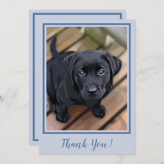 Merci Black Lab Chiot - Blue Cute Labrador Chien (Devant / Derrière)