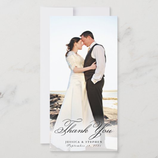 Merci blanc élégant simple Carte photo 8x4 (Devant)