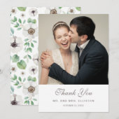 Merci blanc floral de l'anémone | de l'aquarelle | (Devant / Derrière)