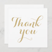 Merci blanc or calligraphie élégante carte (Devant / Derrière)