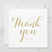 Merci blanc or calligraphie élégante carte (Devant)